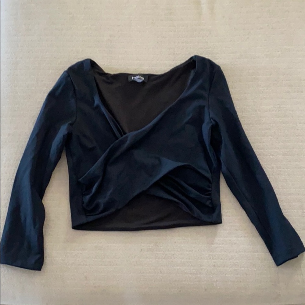 Women’s BEBE black stretch cross over crop top
